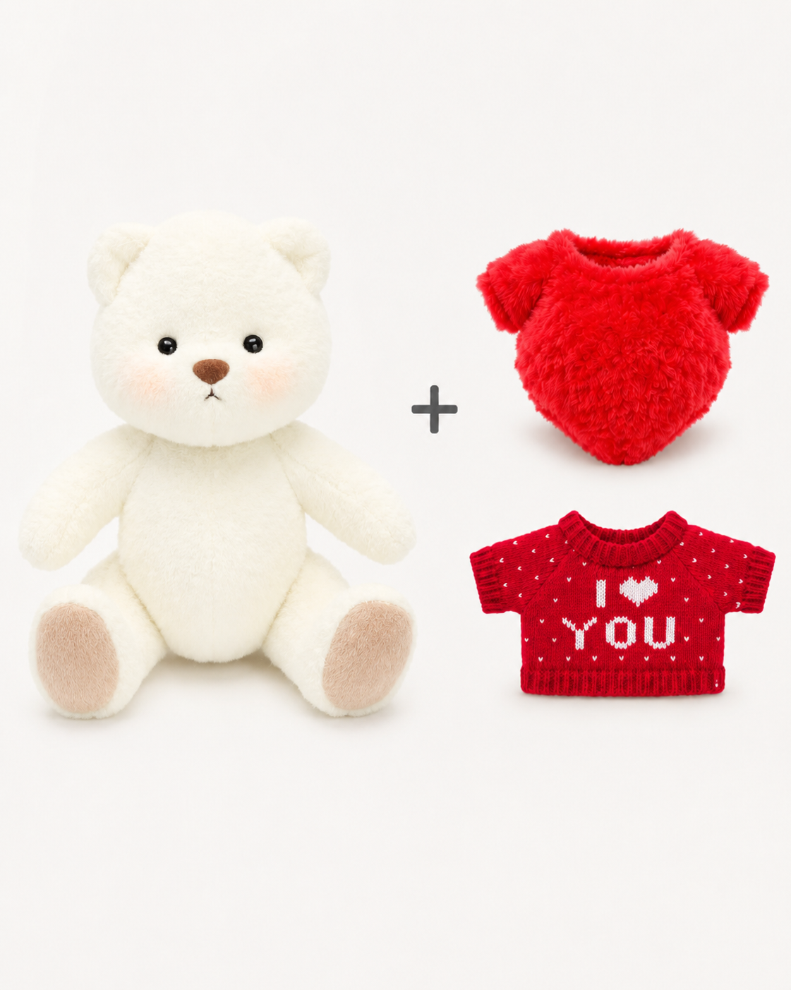Getahug Bear + 2 Outfit | Coração & I Love You