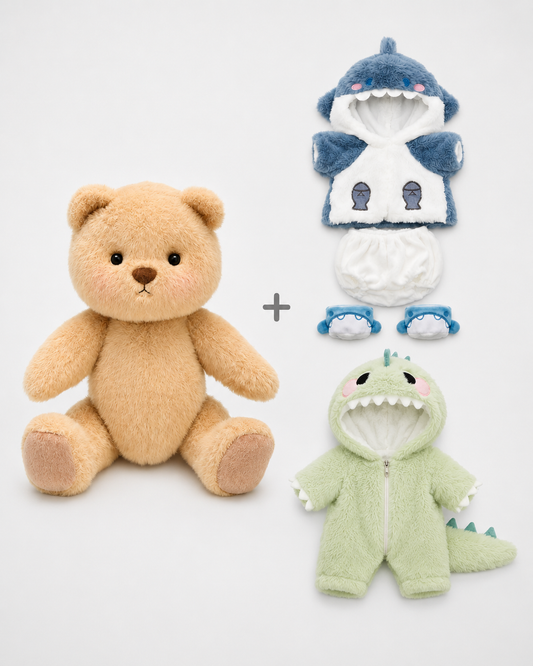 Getahug Bear + 2 Outfit | Tubarão + Dino Verde